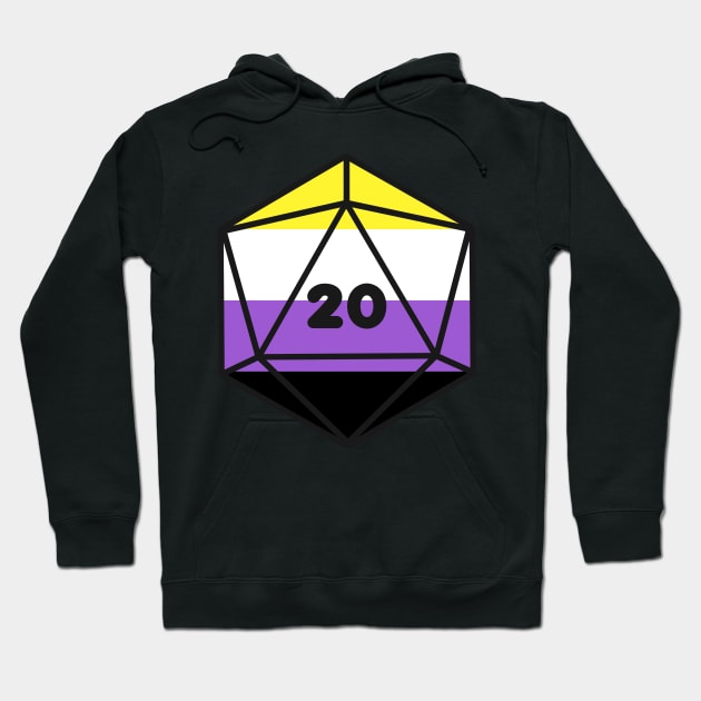 D20 - Nonbinary Pride Dice Hoodie by pscof42